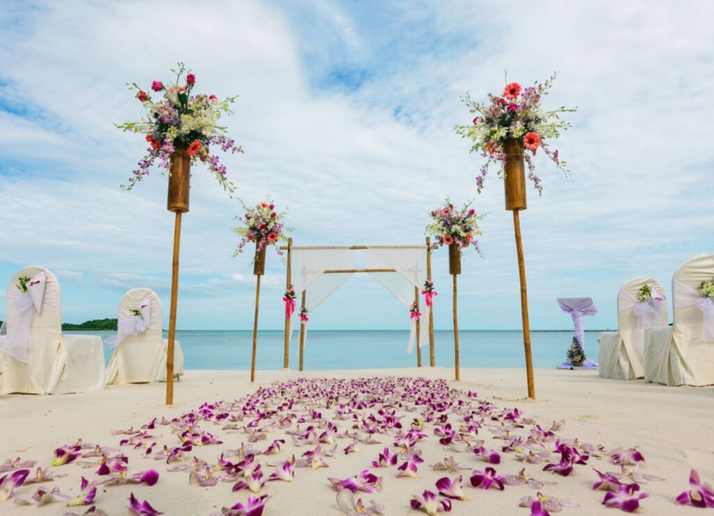 Wedding altar by the ocean. 