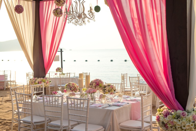 Luxury beach wedding reception