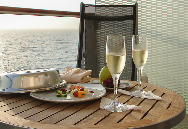 Champagne and lite snacks on cruise ship